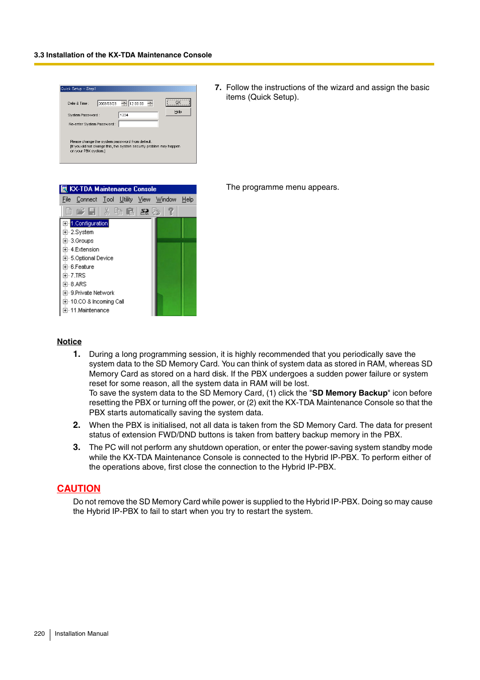 Caution | D-Link KX-TDA100 User Manual | Page 220 / 250