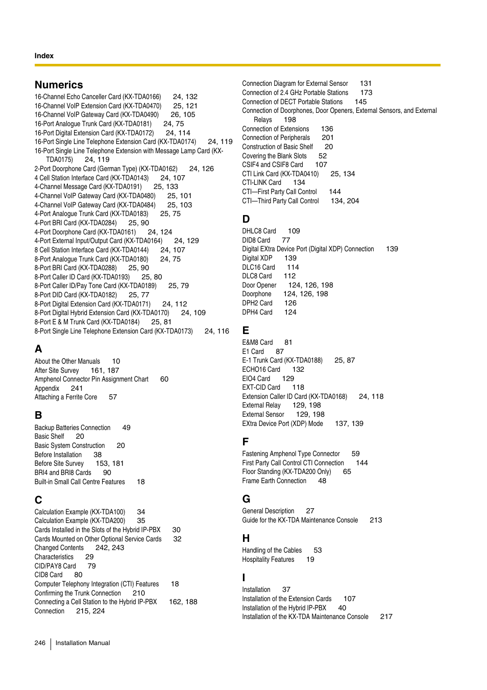 Numerics | D-Link KX-TDA100 User Manual | Page 246 / 250