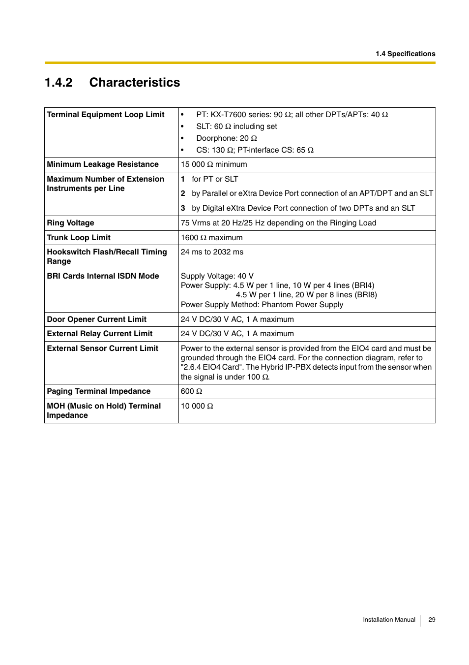 2 characteristics | D-Link KX-TDA100 User Manual | Page 29 / 250