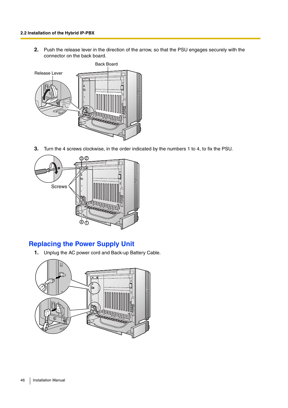 Replacing the power supply unit | D-Link KX-TDA100 User Manual | Page 46 / 250