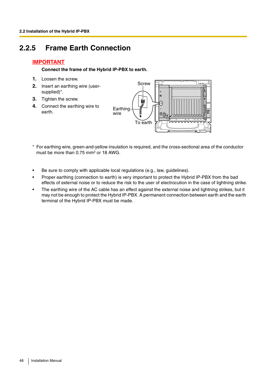 5 frame earth connection | D-Link KX-TDA100 User Manual | Page 48 / 250