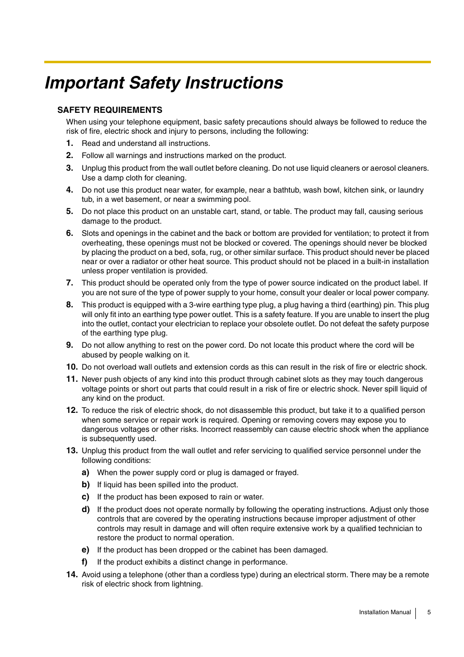 Important safety instructions | D-Link KX-TDA100 User Manual | Page 5 / 250