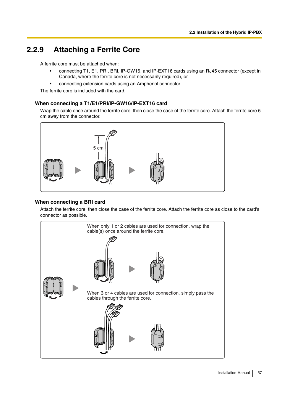 9 attaching a ferrite core | D-Link KX-TDA100 User Manual | Page 57 / 250