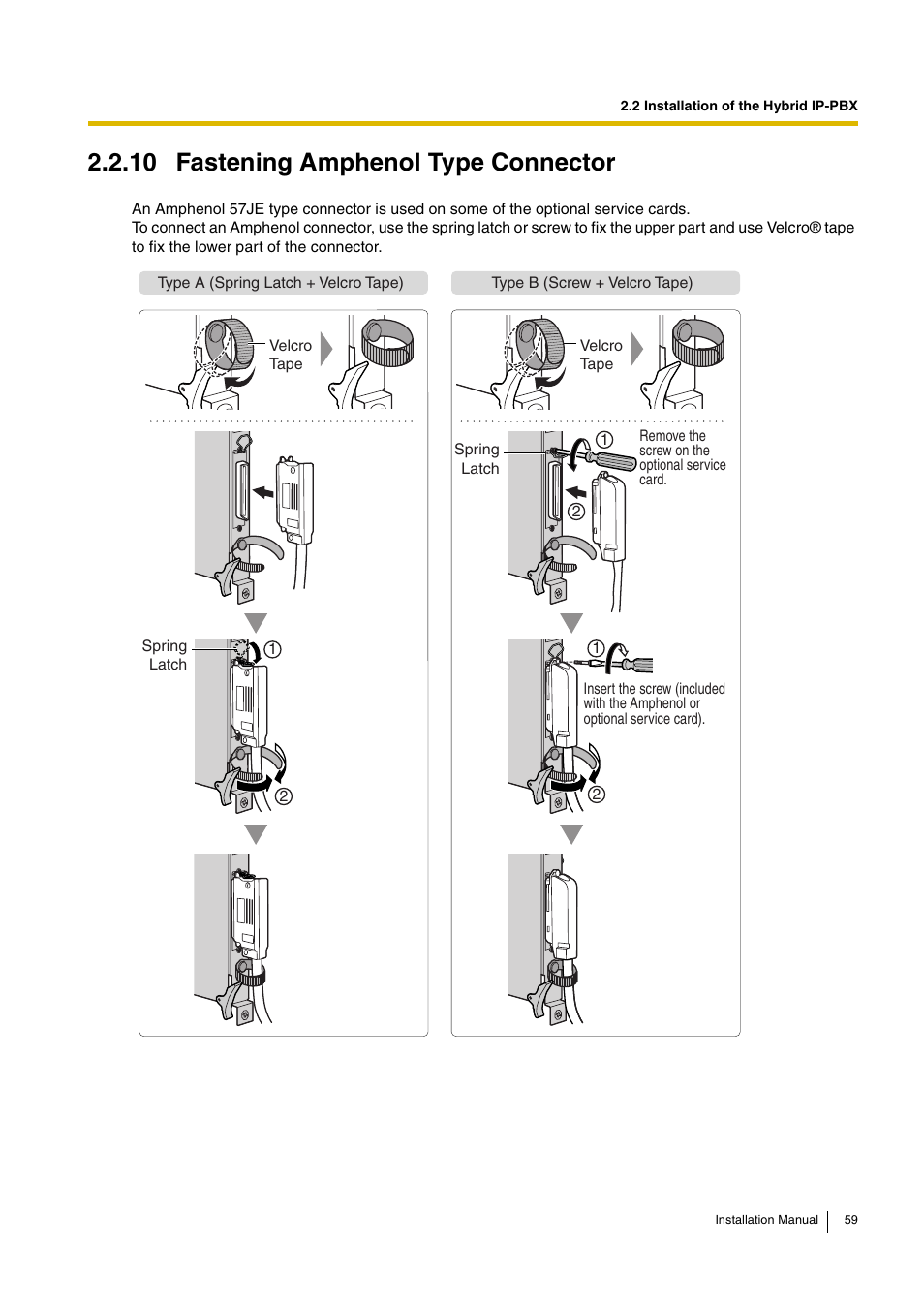 10 fastening amphenol type connector | D-Link KX-TDA100 User Manual | Page 59 / 250