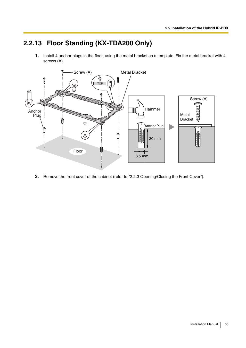 13 floor standing (kx-tda200 only) | D-Link KX-TDA100 User Manual | Page 65 / 250