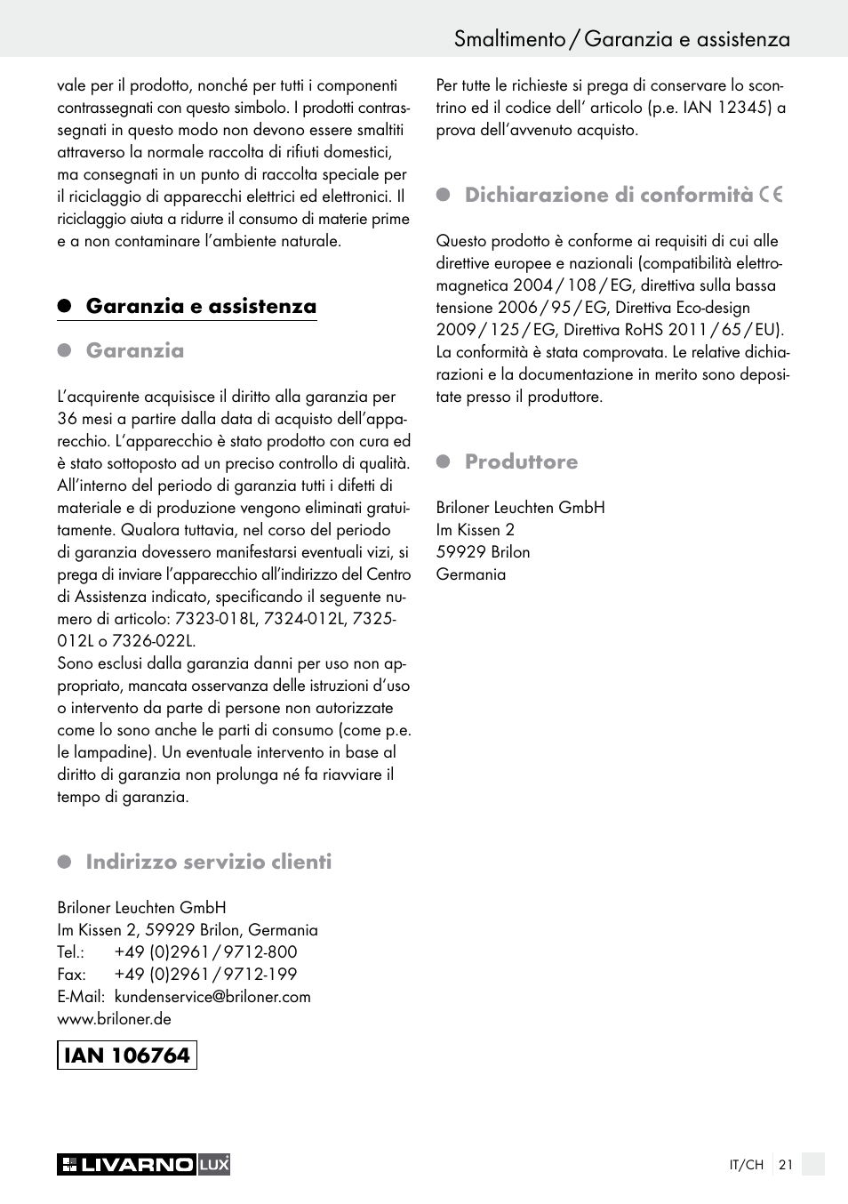 Livarno 7323-018L User Manual | Page 21 / 29