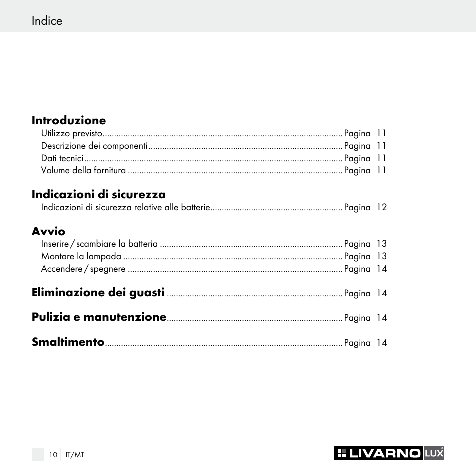 Indice | Livarno Z29538A Z29538B User Manual | Page 10 / 34