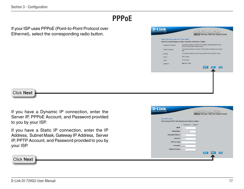 Pppoe | D-Link WIRELES 108 ROUTER DI-724GU User Manual | Page 17 / 89