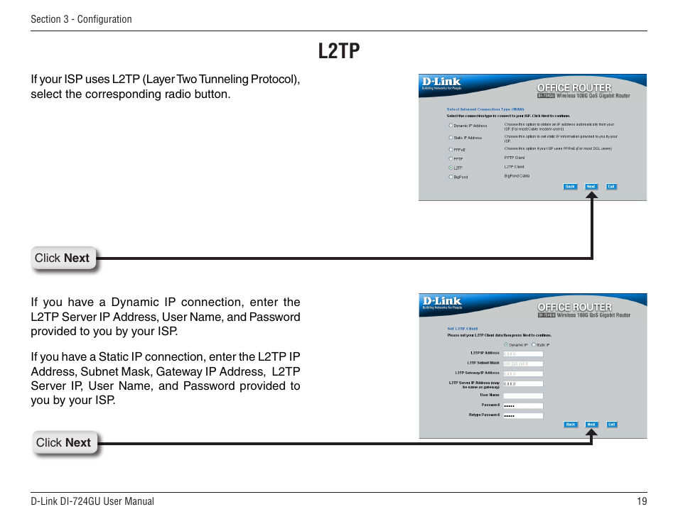 L2tp | D-Link WIRELES 108 ROUTER DI-724GU User Manual | Page 19 / 89
