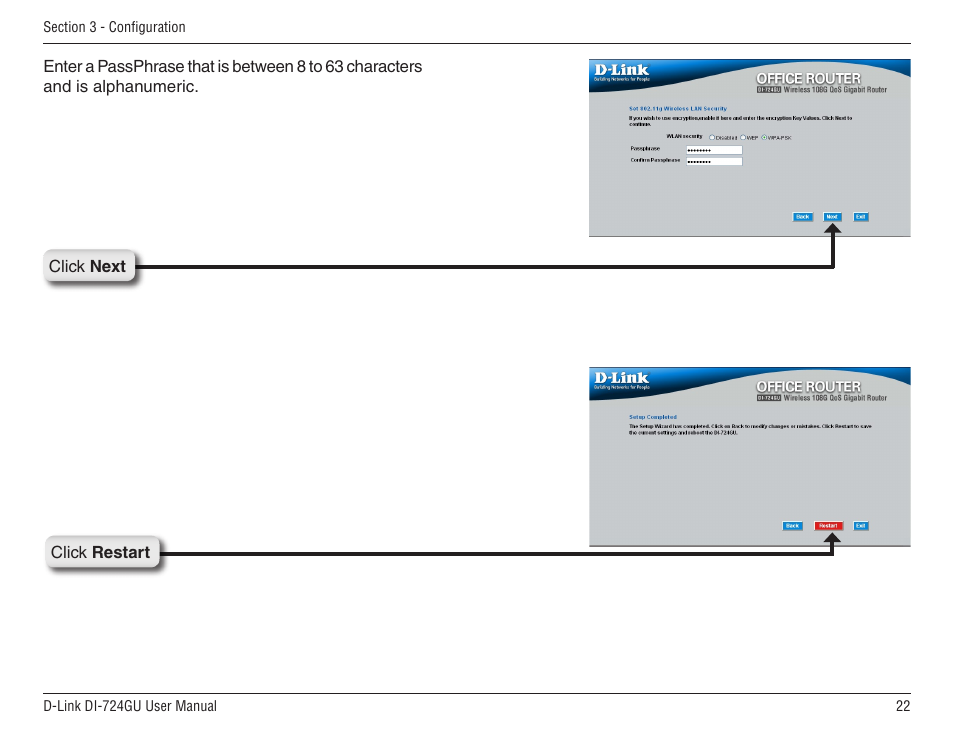 D-Link WIRELES 108 ROUTER DI-724GU User Manual | Page 22 / 89