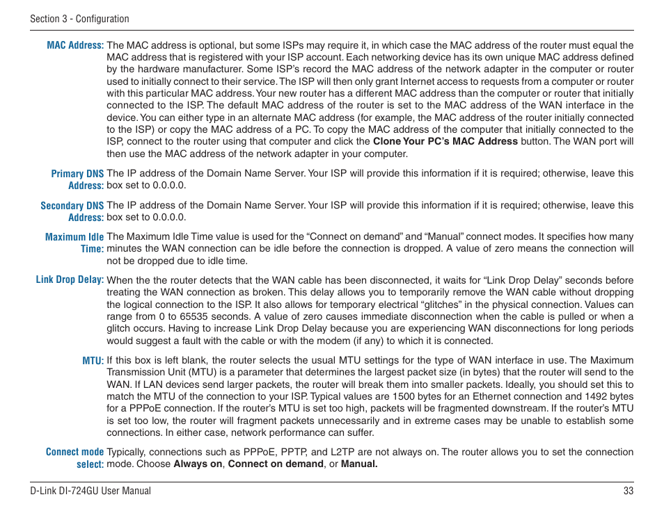 D-Link WIRELES 108 ROUTER DI-724GU User Manual | Page 33 / 89