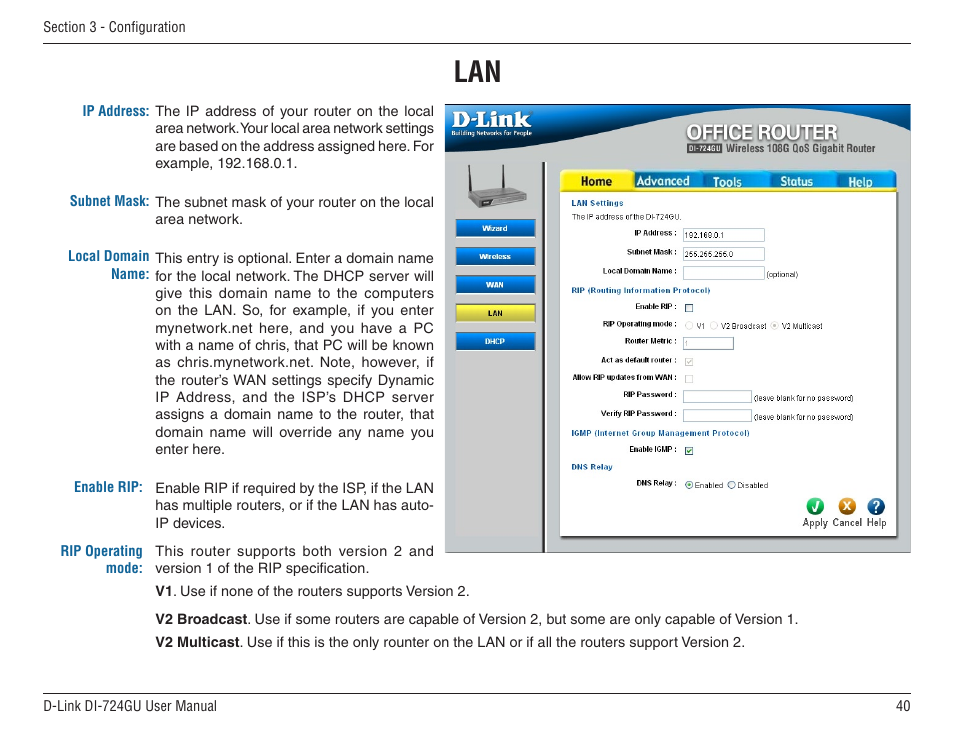 D-Link WIRELES 108 ROUTER DI-724GU User Manual | Page 40 / 89