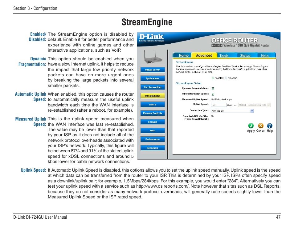 Streamengine | D-Link WIRELES 108 ROUTER DI-724GU User Manual | Page 47 / 89