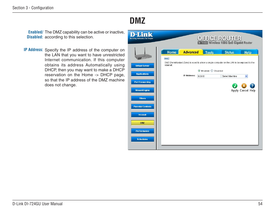 D-Link WIRELES 108 ROUTER DI-724GU User Manual | Page 54 / 89