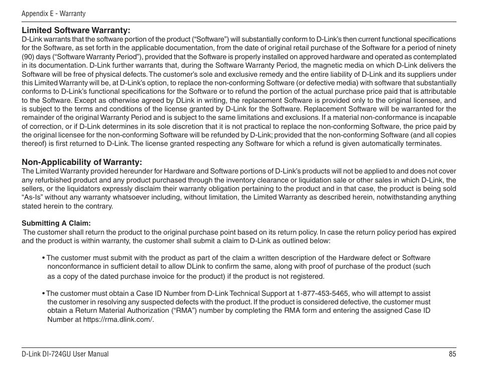 D-Link WIRELES 108 ROUTER DI-724GU User Manual | Page 85 / 89