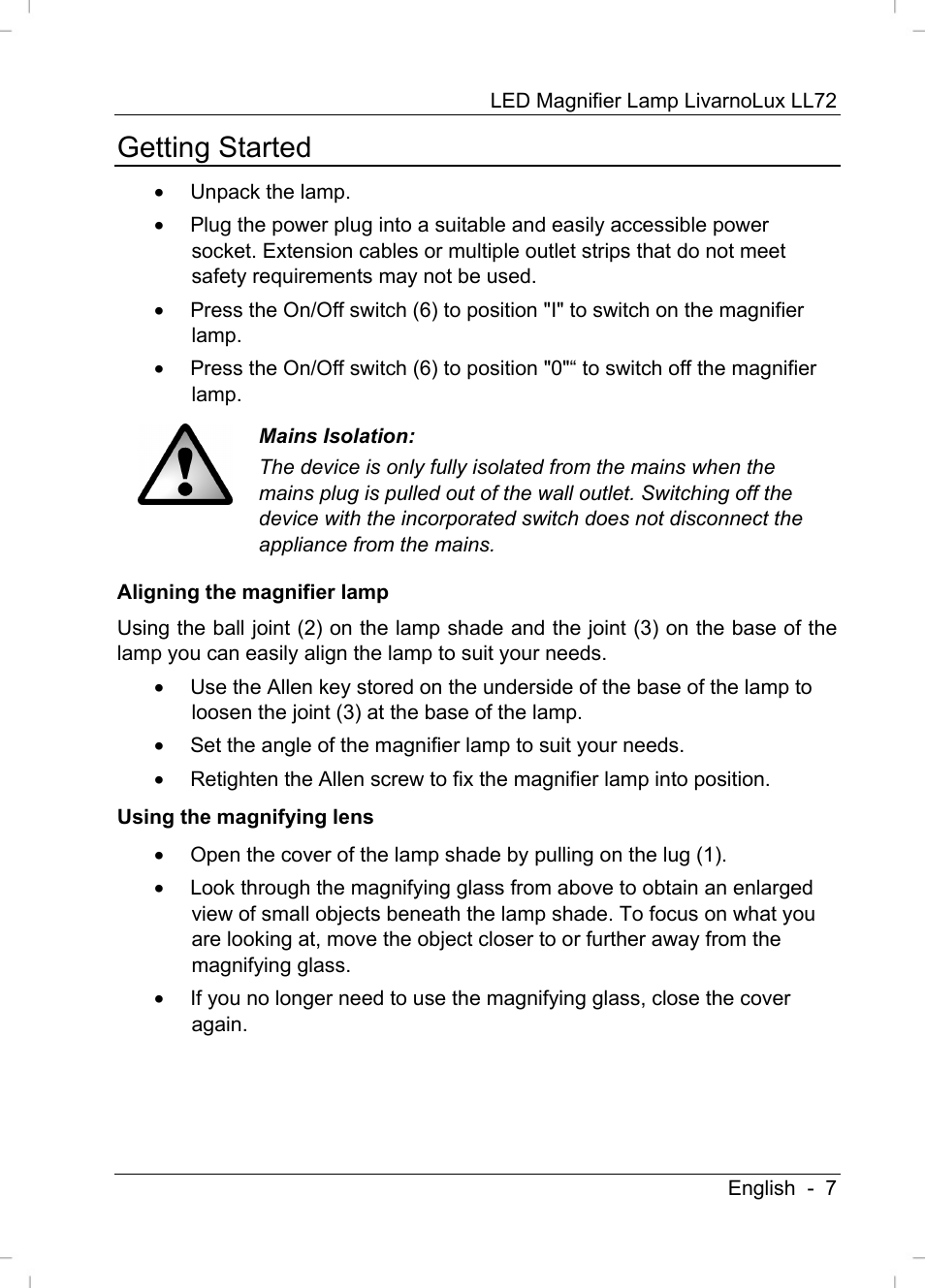 Getting started | Livarno LL72 User Manual | Page 9 / 14