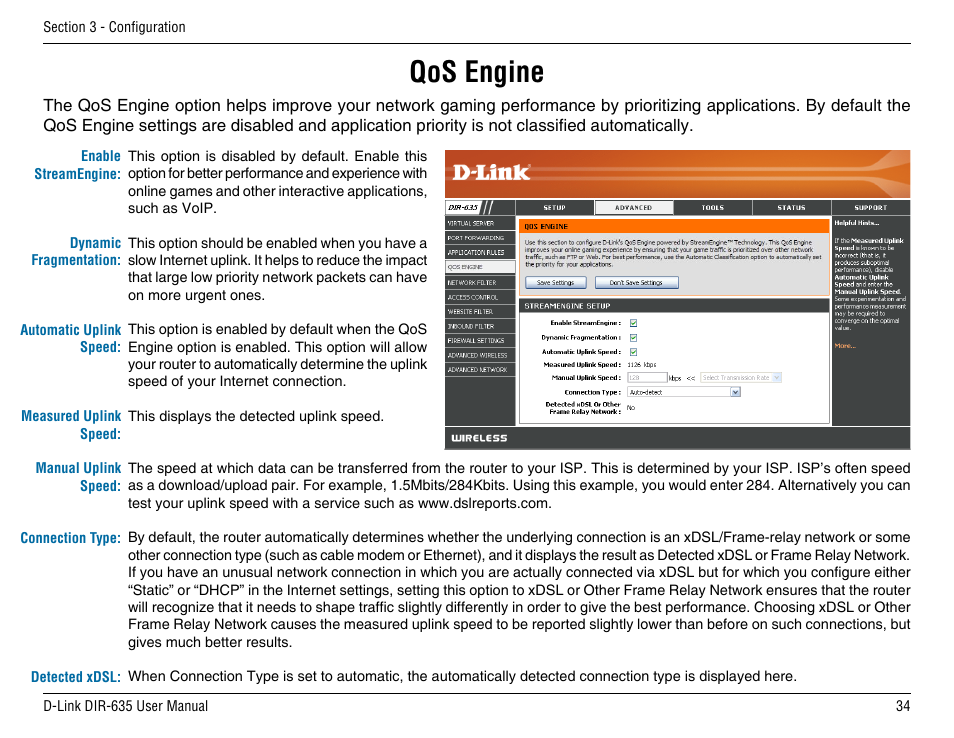 Qos engine | D-Link DIR-635 User Manual | Page 34 / 86