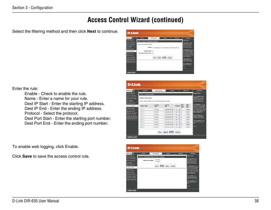 Access control wizard (continued) | D-Link DIR-635 User Manual | Page 38 / 86