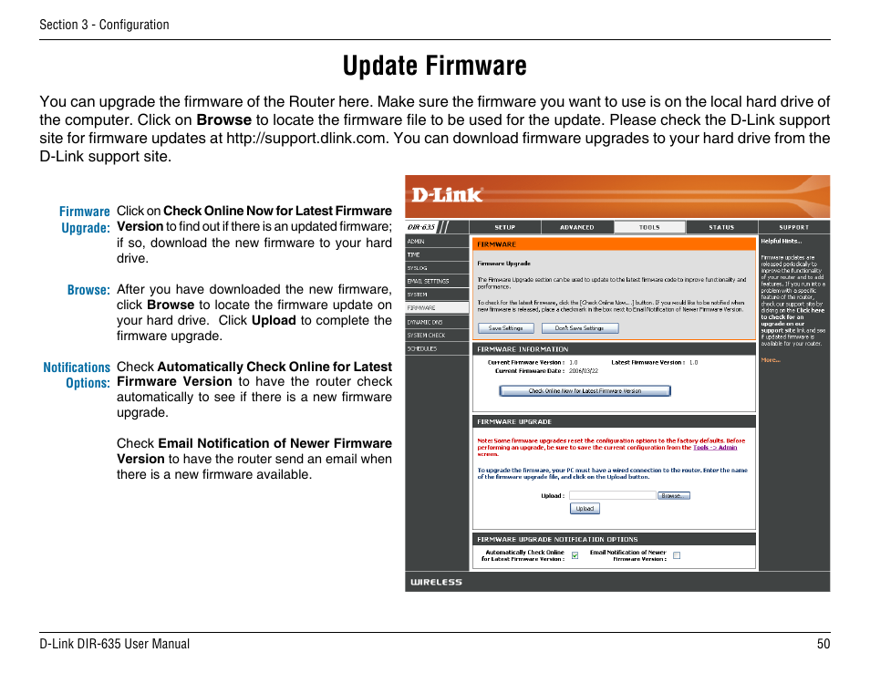 Update firmware | D-Link DIR-635 User Manual | Page 50 / 86