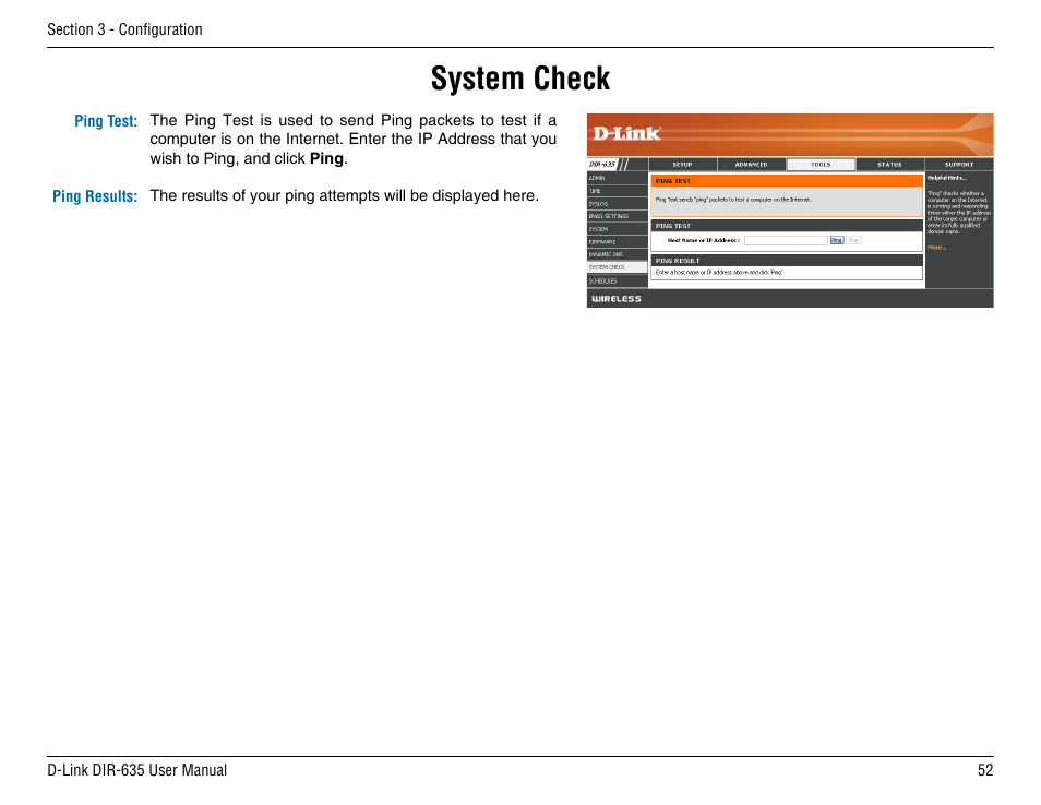 System check | D-Link DIR-635 User Manual | Page 52 / 86