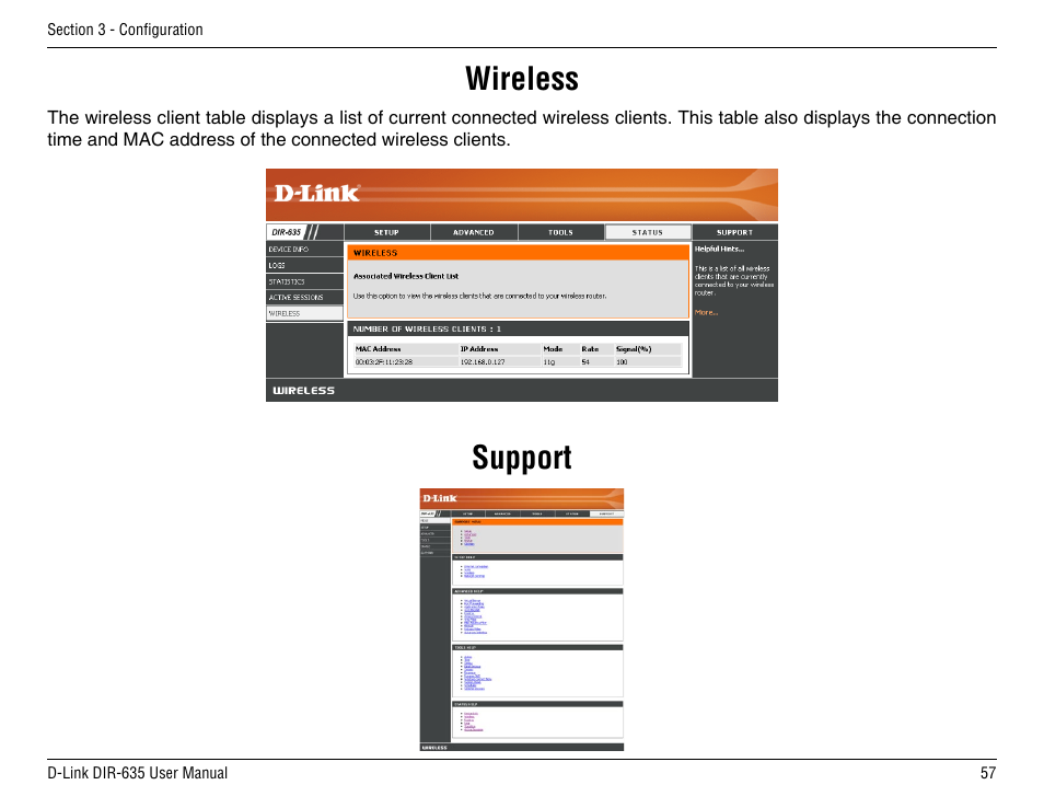 Support, Wireless | D-Link DIR-635 User Manual | Page 57 / 86