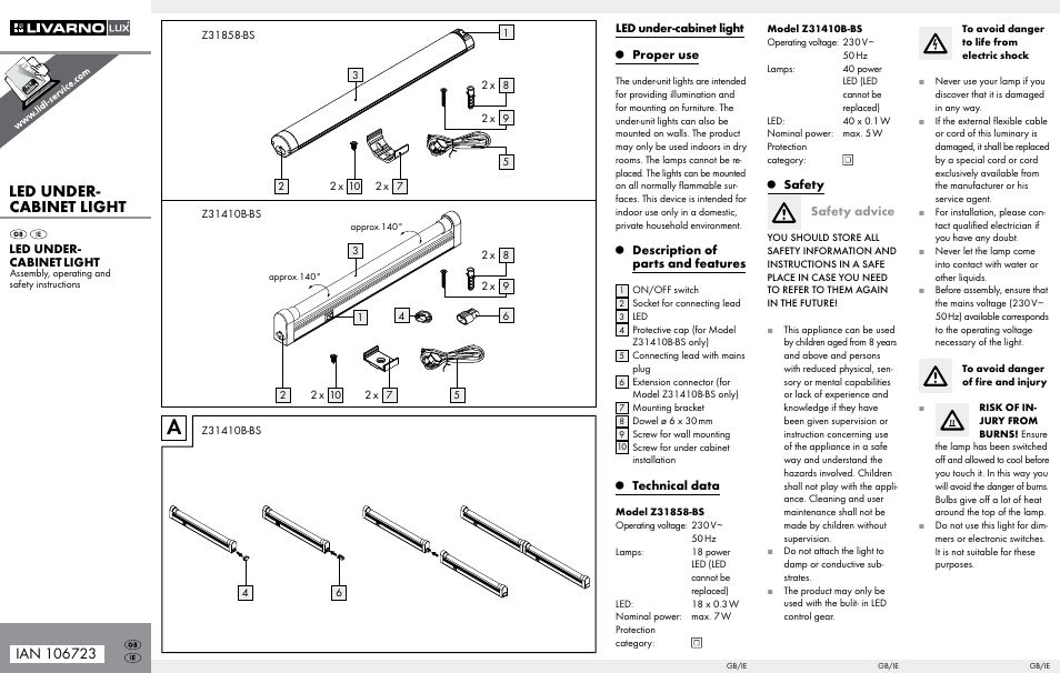 Livarno Z31858-BS/ Z31410B-BS User Manual | 2 pages