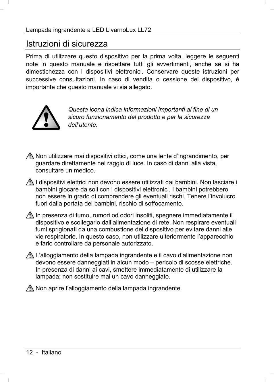 Istruzioni di sicurezza | Livarno LL72 User Manual | Page 14 / 46