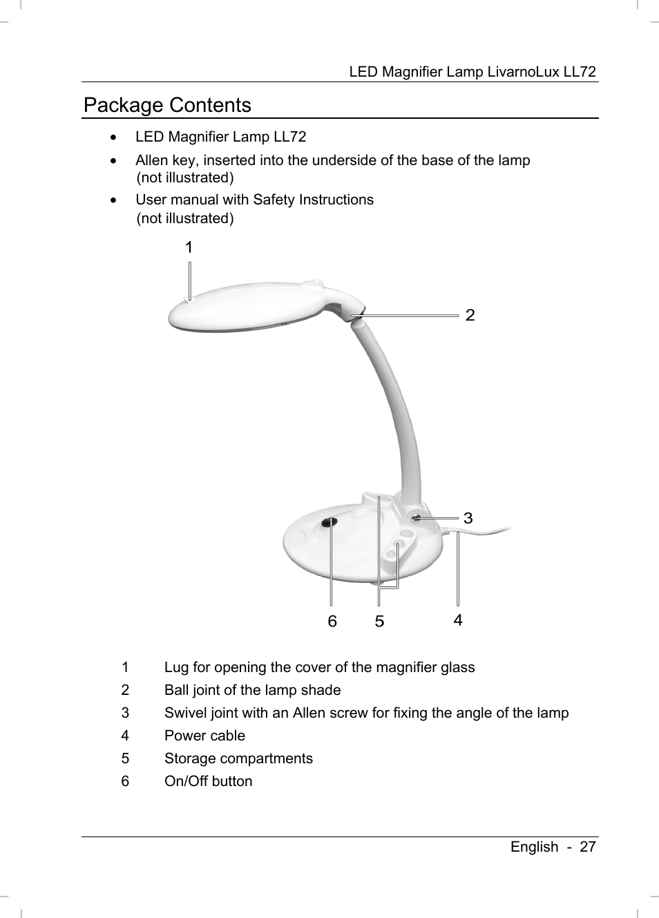 Package contents | Livarno LL72 User Manual | Page 29 / 46