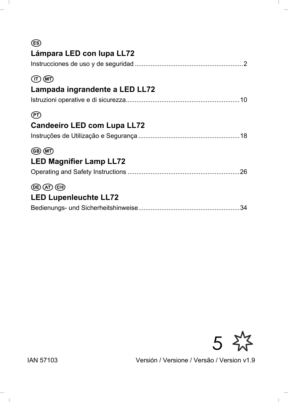 Lámpara led con lupa ll72, Lampada ingrandente a led ll72, Candeeiro led com lupa ll72 | Led magnifier lamp ll72, Led lupenleuchte ll72 | Livarno LL72 User Manual | Page 3 / 46