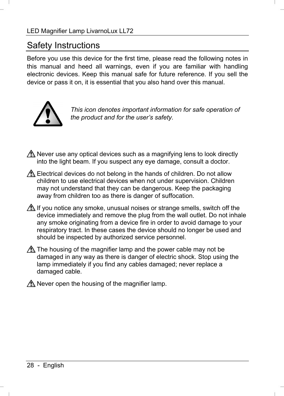 Safety instructions | Livarno LL72 User Manual | Page 30 / 46