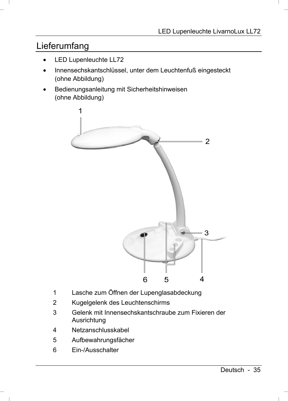 Lieferumfang | Livarno LL72 User Manual | Page 37 / 46