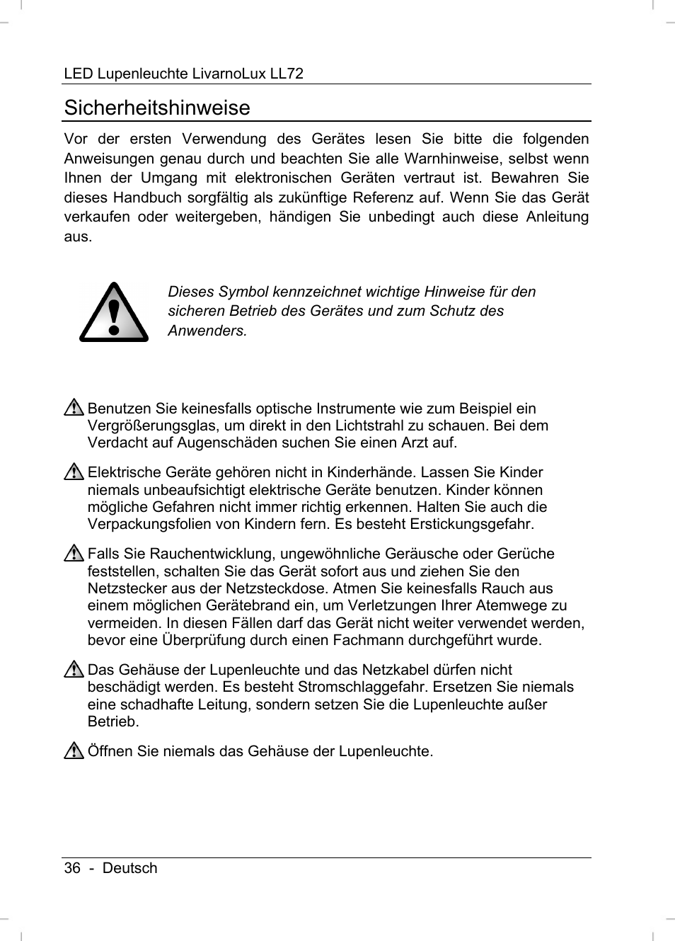 Sicherheitshinweise | Livarno LL72 User Manual | Page 38 / 46