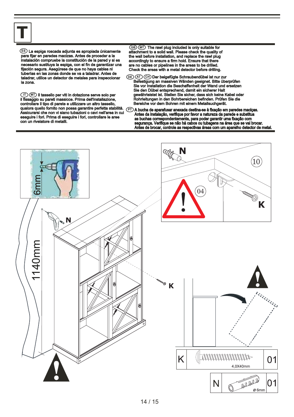 1140mm | Livarno WOODEN DISPLAY CABINET User Manual | Page 14 / 15