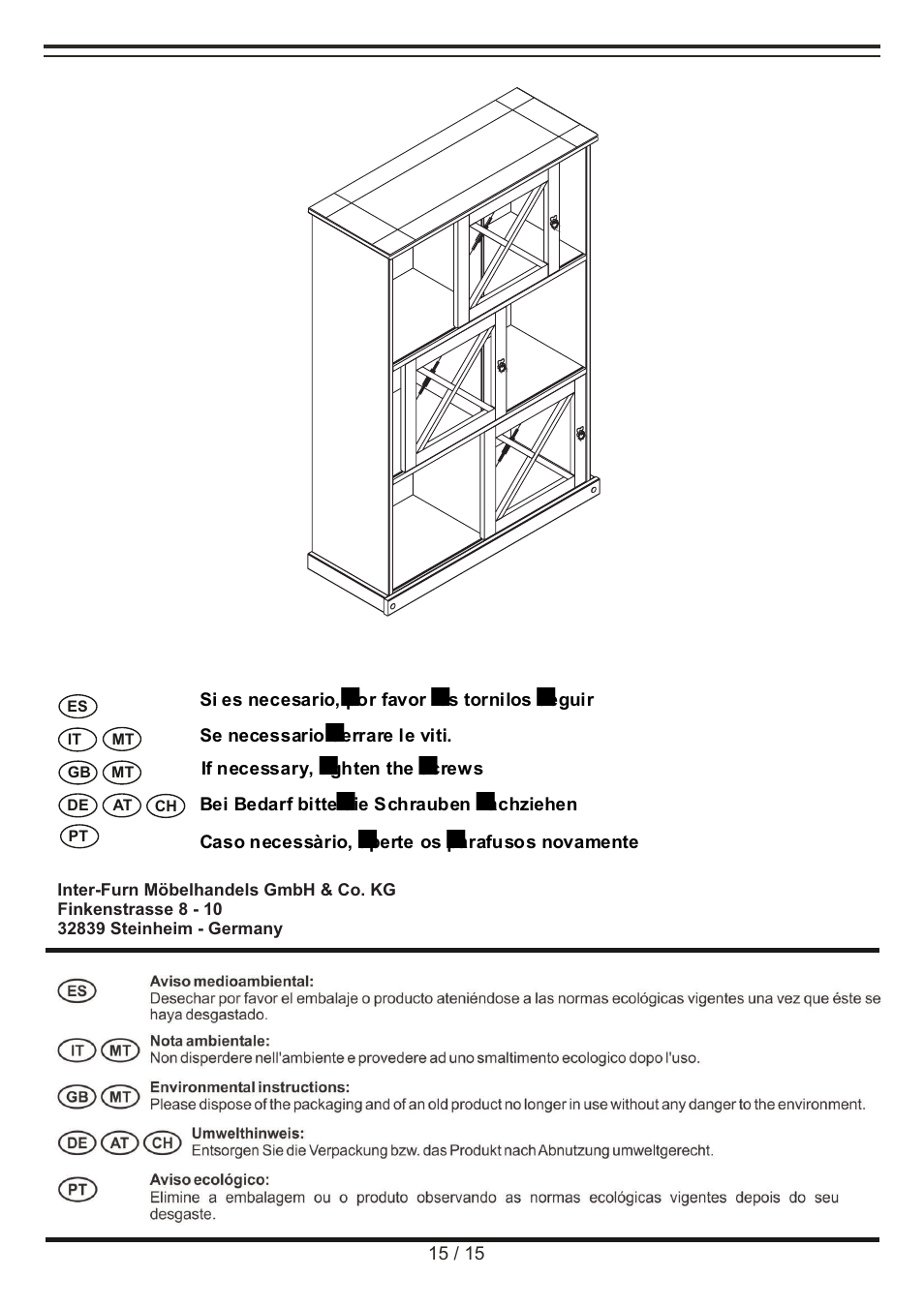 Livarno WOODEN DISPLAY CABINET User Manual | Page 15 / 15