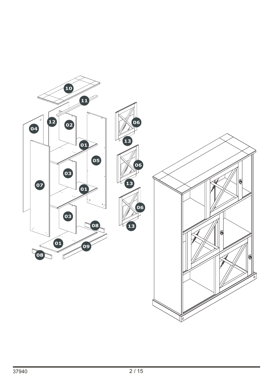 Livarno WOODEN DISPLAY CABINET User Manual | Page 2 / 15