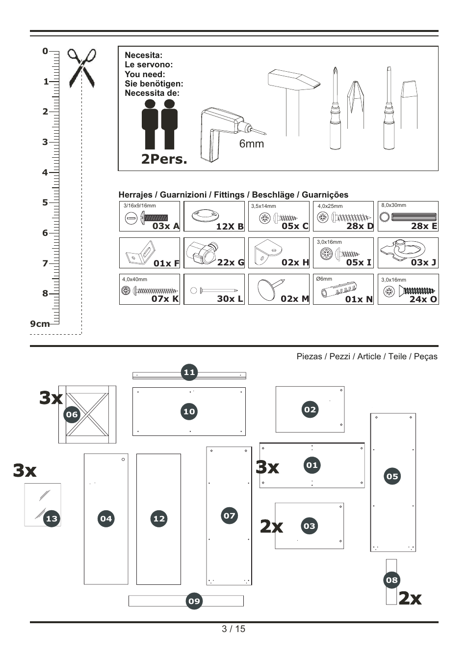 2pers | Livarno WOODEN DISPLAY CABINET User Manual | Page 3 / 15