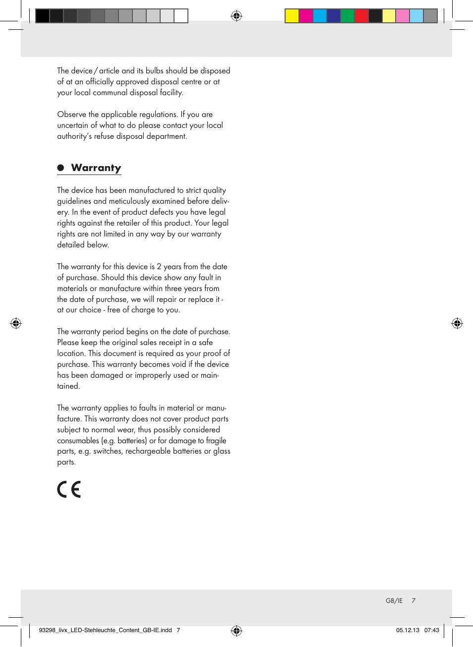 Warranty | Livarno Z31908A-BS/Z31908B-BS User Manual | Page 7 / 8