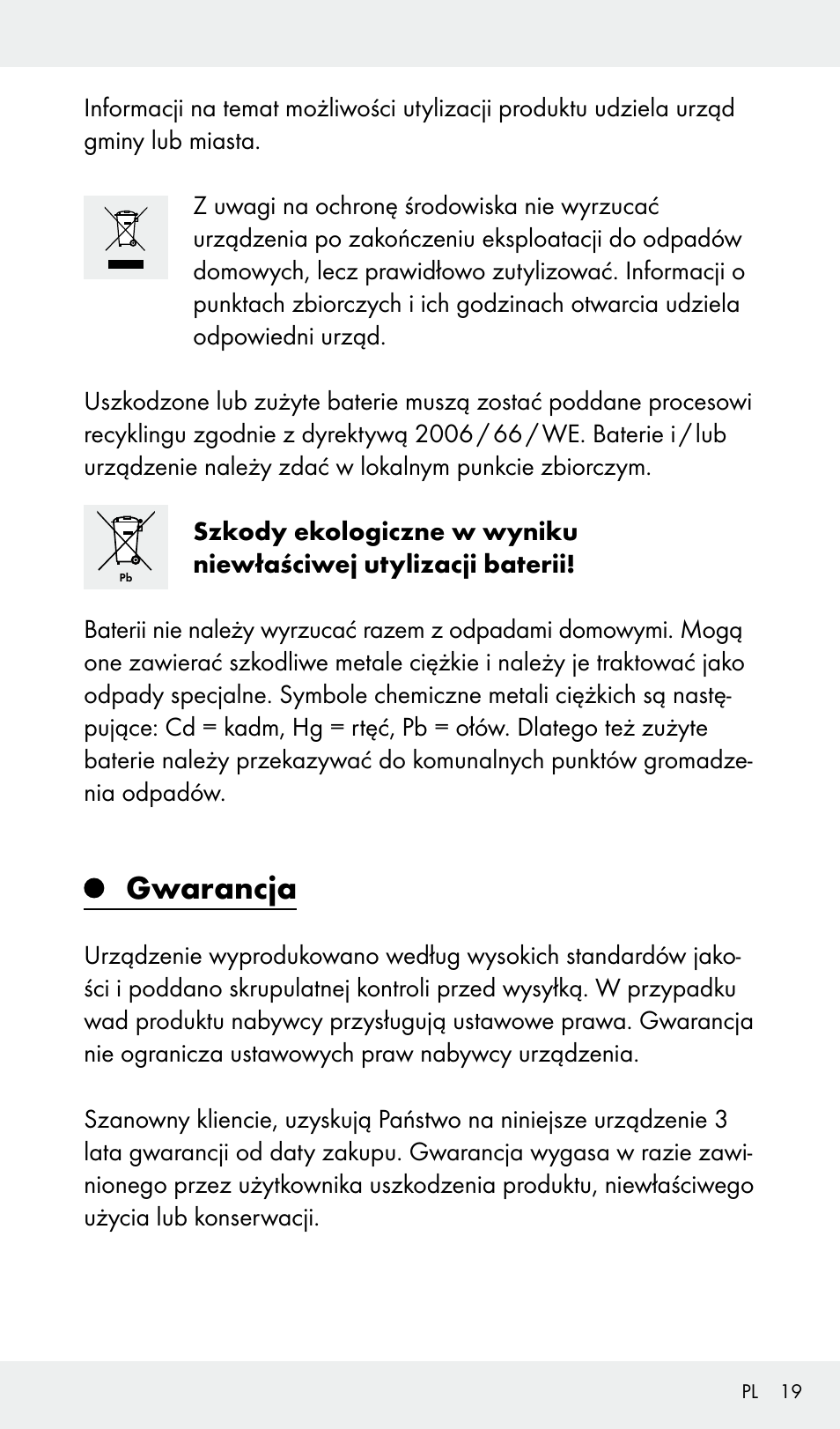 Gwarancja | Livarno Z31685A, Z31685B, Z31685C, Z31685D User Manual | Page 19 / 54