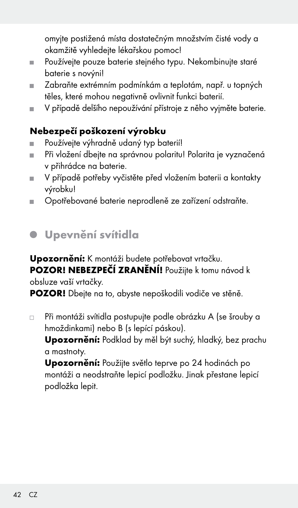 Upevnění svítidla | Livarno Z31685A, Z31685B, Z31685C, Z31685D User Manual | Page 42 / 54