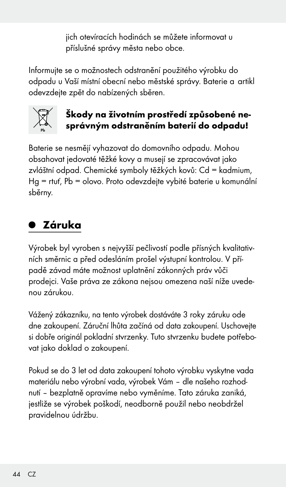 Záruka | Livarno Z31685A, Z31685B, Z31685C, Z31685D User Manual | Page 44 / 54