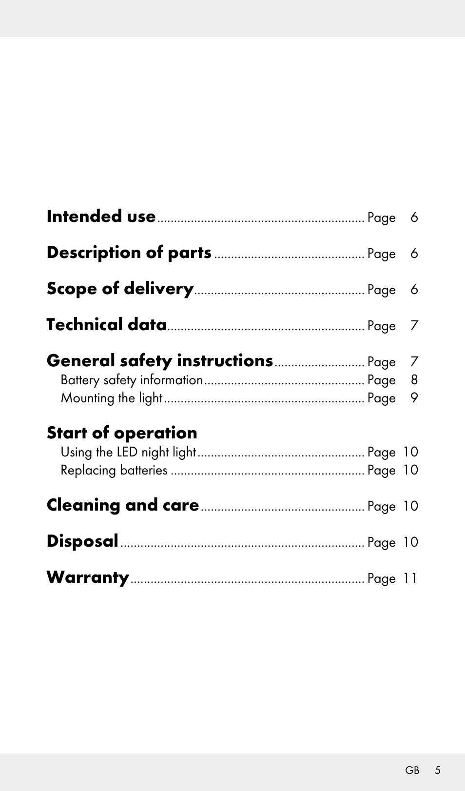 Intended use, Description of parts, Scope of delivery | Technical data, General safety instructions, Start of operation, Cleaning and care, Disposal, Warranty | Livarno Z31685A, Z31685B, Z31685C, Z31685D User Manual | Page 5 / 54
