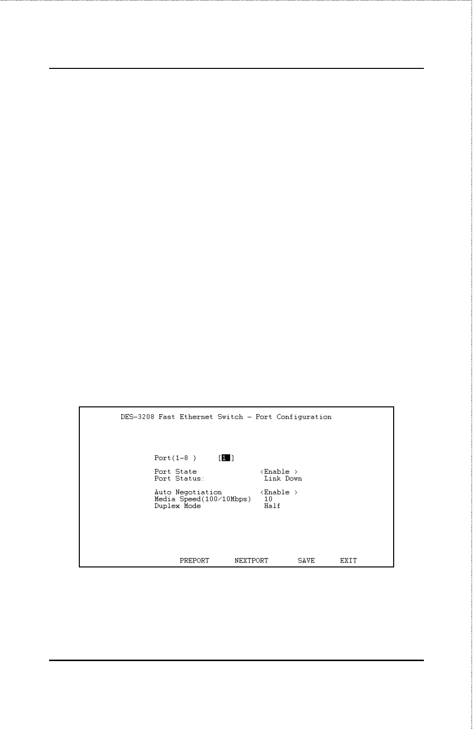 Port configuration | D-Link DES-3208 User Manual | Page 64 / 92