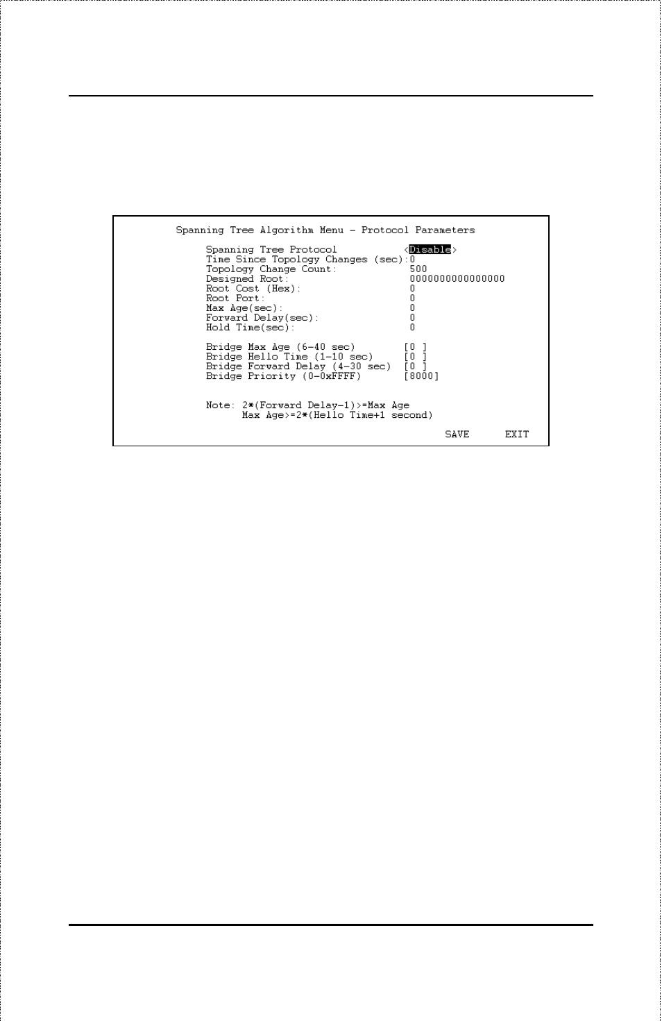 Stap port parameters | D-Link DES-3208 User Manual | Page 73 / 92