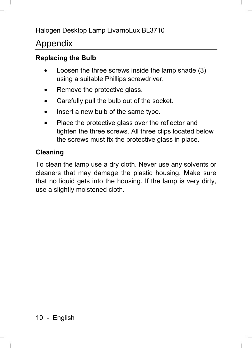 Appendix | Livarno BL3710 User Manual | Page 12 / 16