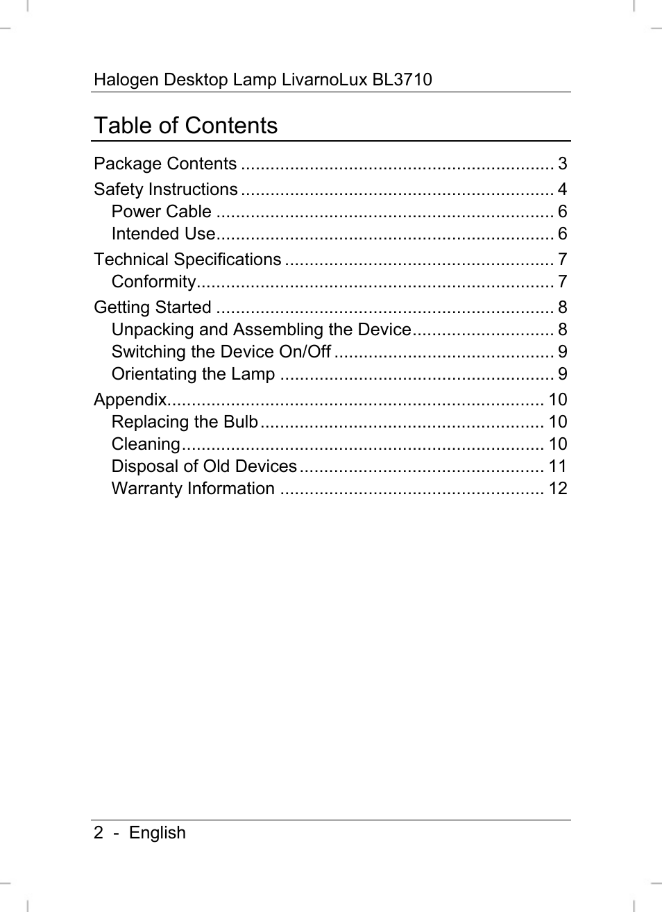 Livarno BL3710 User Manual | Page 4 / 16