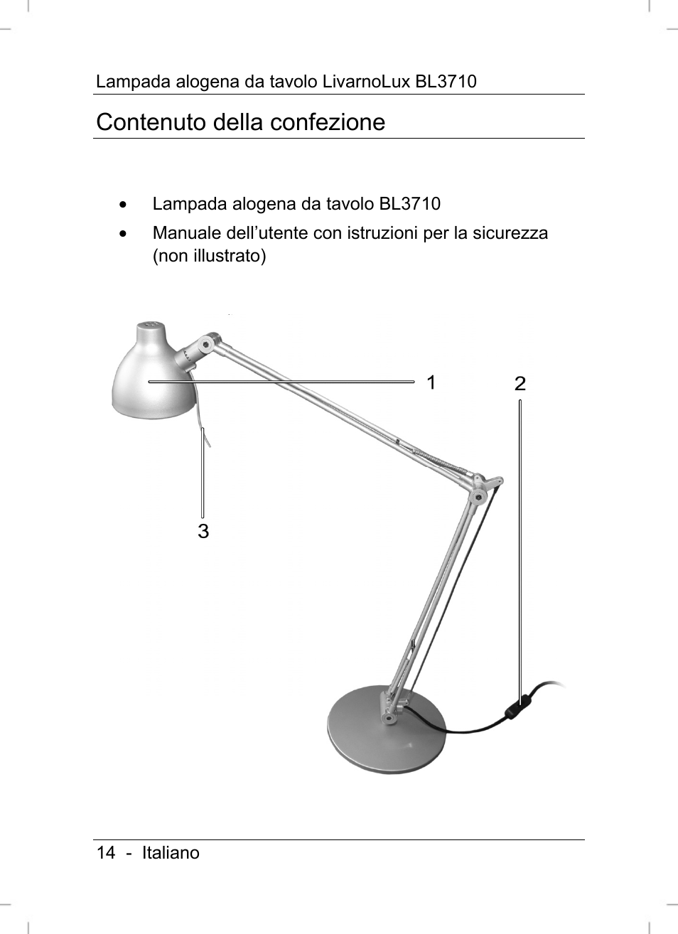 Contenuto della confezione | Livarno BL3710 User Manual | Page 16 / 62