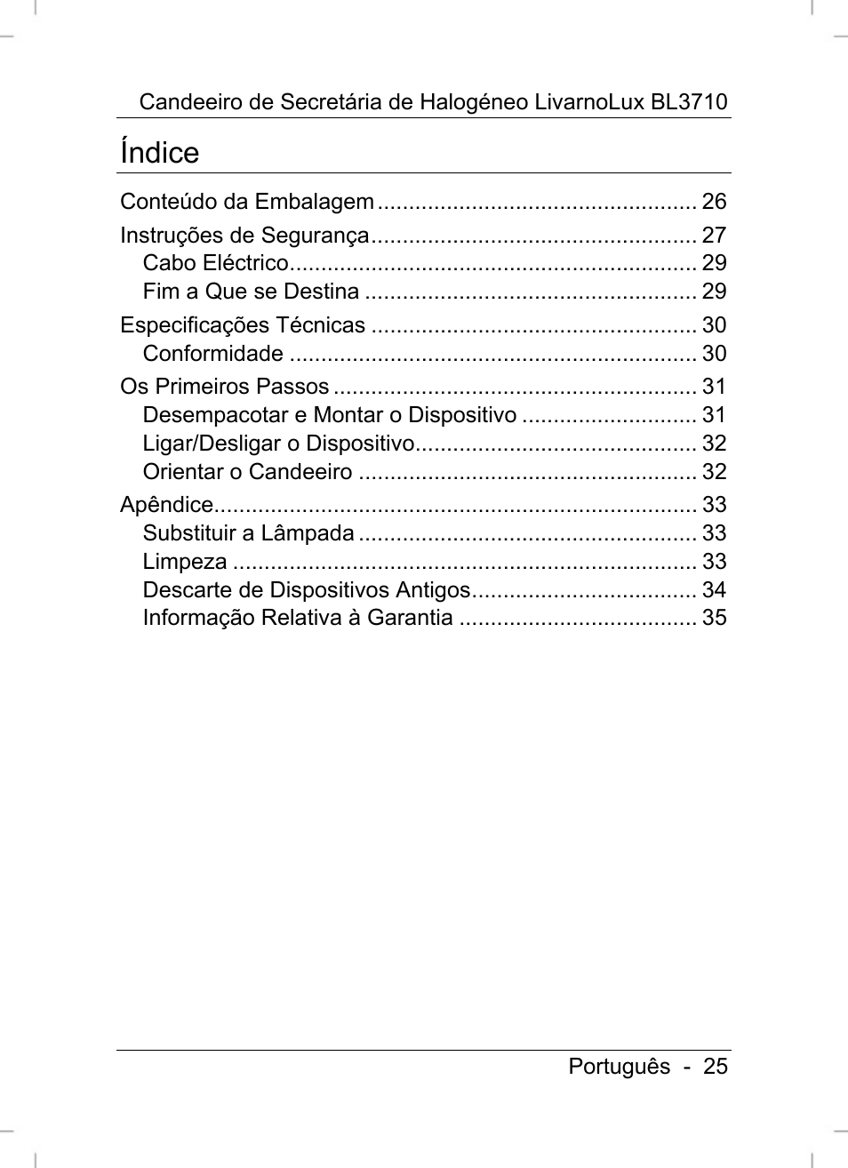 Índice | Livarno BL3710 User Manual | Page 27 / 62