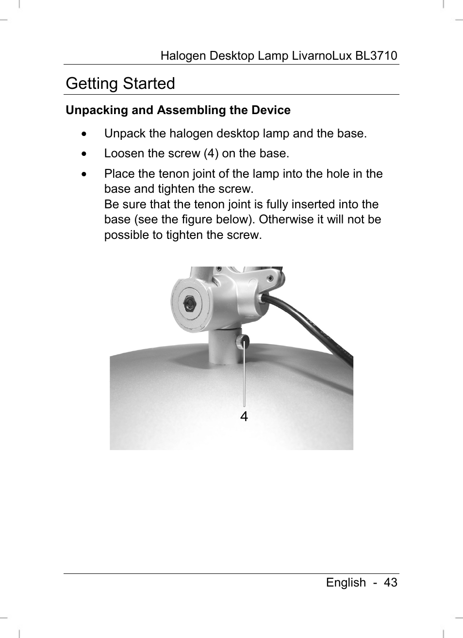 Getting started | Livarno BL3710 User Manual | Page 45 / 62