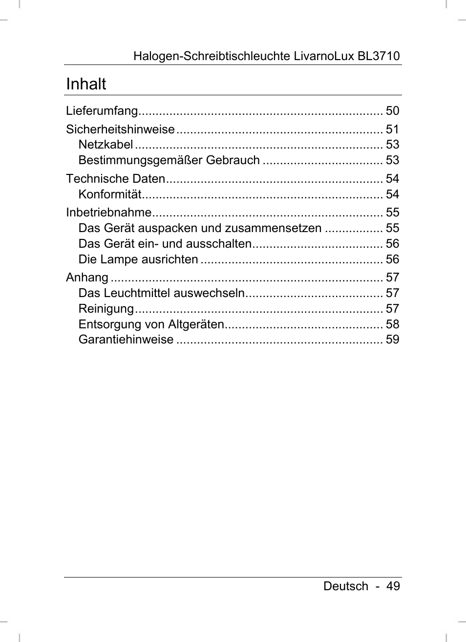 Inhalt | Livarno BL3710 User Manual | Page 51 / 62