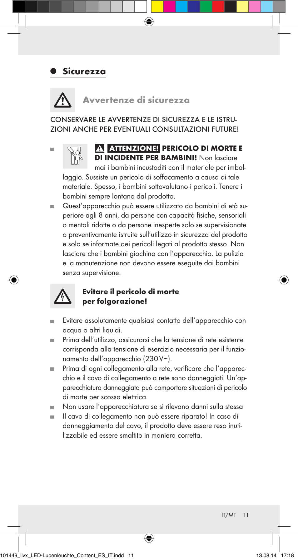 Sicurezza avvertenze di sicurezza | Livarno 101449-14-01-BS User Manual | Page 11 / 25